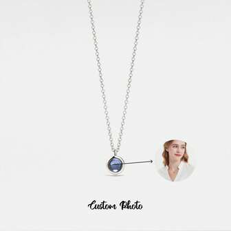 1 pezzo Collana con ciondolo in acciaio inossidabile a forma di lacrime d'angelo con proiezione di foto personalizzata, regalo della Festa della Mamma