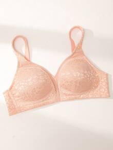 Sujetador inalámbrico de cobertura total y suave para mujeres de talla grande - Rosa coral - Ver 8