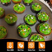 Stropi de Halloween, stropi cu tematică de monștri pentru decorarea torturilor, amestec de stropi de zahăr cu confetti comestibile cu ochi de bomboane, bomboane de copt în vrac pentru decor de tort, cupcake, biscuiți, decorațiuni de înghețată, temă înfricoșătoare de Halloween, trucuri sau tratații, consumabile pentru petrecere