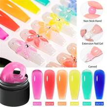 Mtssii 4PCS/Set 8ml Glass Jelly Non Stick Hand Extension Gel Nail Polish For 3D Carved Flower Nail Art Acrylic Gel Varnish Solid Builder Gel,Nail Art Building UV Gel Milky Jelly Hard Gel For Nail Painting Carving Tools - 彩色 - 查看 7