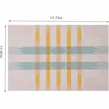 Washable Vinyl Placemats Set Of 4 For Indoor/Outdoor Use - F-beige Green Cross - View 7