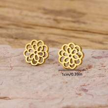 1 paire de petits boucles d'oreilles géométriques en acier inoxydable pour femmes, convient pour un port quotidien, les vacances et les rendez-vous, peut également être un cadeau parfait - B-GED641 - Voir 10