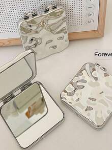 1个水波纹折叠化妆镜，Y2K风格，男女通用，礼品，化妆，便宜，房间装饰，梳妆台，旅行，卧室，化妆配件，镜子，化妆镜，迷你镜，便携镜，小镜子，手持镜，便宜，圣诞礼物，化妆，化妆工具，便宜货，礼物，女士礼物，圣诞礼物 - 彩色 - 查看 4