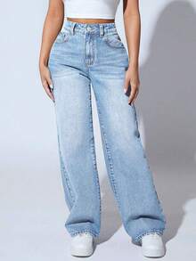 Loose Fit Straight Leg Distressed Casual Jeans For Teenagers Slim Fit Straight Leg Jeans - Light Wash - View 3