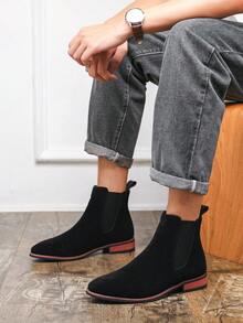 Nuovi stivali Chelsea da uomo con punta affusolata, versatili, retrò e minimalisti, adatti per lavoro, feste, vacanze e abbigliamento casual, ideali per l'autunno/inverno - nero - Visualizzare 7