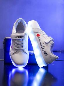 Rechargeable 7-Color Glowing Shoes For Kids Boys Girls, Light Up Casual Sneakers With Luminous Soles For Toddlers & Big Kids - White - View 4
