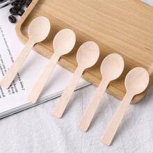 Mini Wooden Spoons, 4 Inch Disposable Tasting Sampling Spoons, Round Sampling Tasting Spoons, Wood Cutlery Spoons, Birchwood Wooden For Party, Birthday, Halloween, Christmas, Holiday Parties