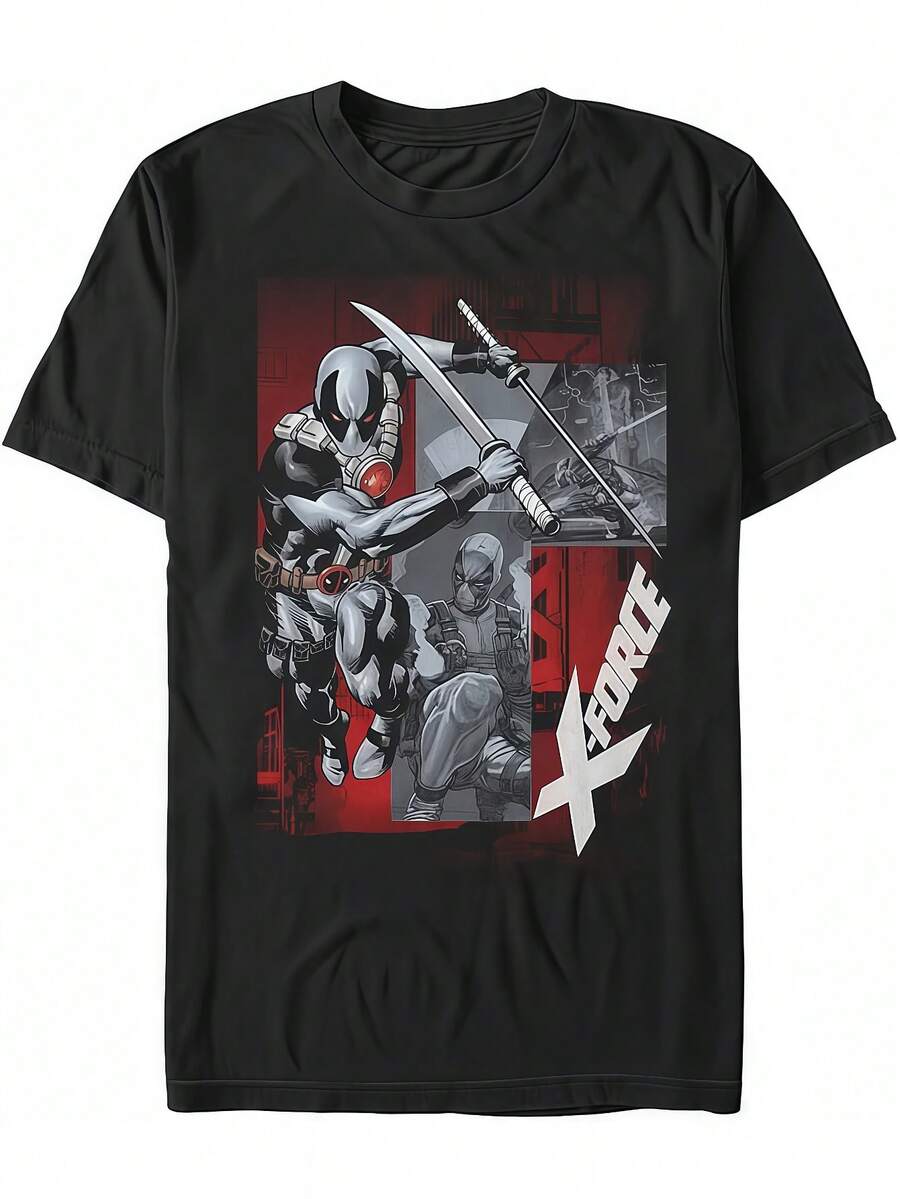 Big & Tall Deadpool Dp Comics Men's Tops Short Sleeve Tee Shirt Pure Cotton Short-Sleeved Shirt - màu đen - Xem 1