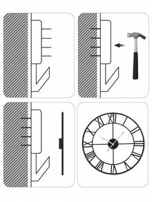 Youyijia 60CM EXTRA LARGE ROMAN NUMERALS SKELETON WALL CLOCK BIG GIANT OPEN FACE ROUND - Silver - View 5