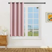 1 件/2 件可选轻质遮光窗帘，100% 遮光窗帘，带金属索环，客厅/卧室窗帘，粉色窗帘 - 粉色 - 查看 14