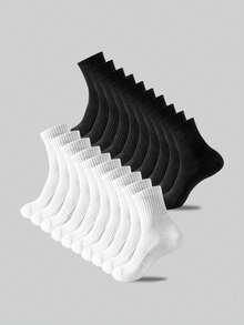 Calcetines deportivos de ajuste ceñido en negro y blanco para mujer, calcetines para correr, adecuados para ciclismo, calcetines gruesos y largos, cómodos para uso diario, calcetines largos y cálidos de estilo casual para parejas, antibacterianos y transpirables, excelentes para usar en casa