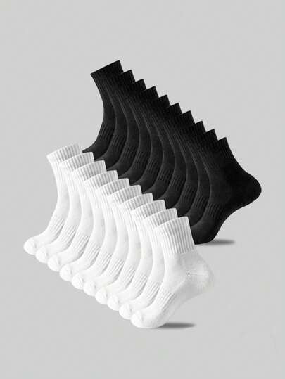Calcetines deportivos de ajuste ceñido en negro y blanco para mujer, calcetines para correr, adecuados para ciclismo, calcetines gruesos y largos, cómodos para uso diario, calcetines largos y cálidos de estilo casual para parejas, antibacterianos y transpirables, excelentes para usar en casa