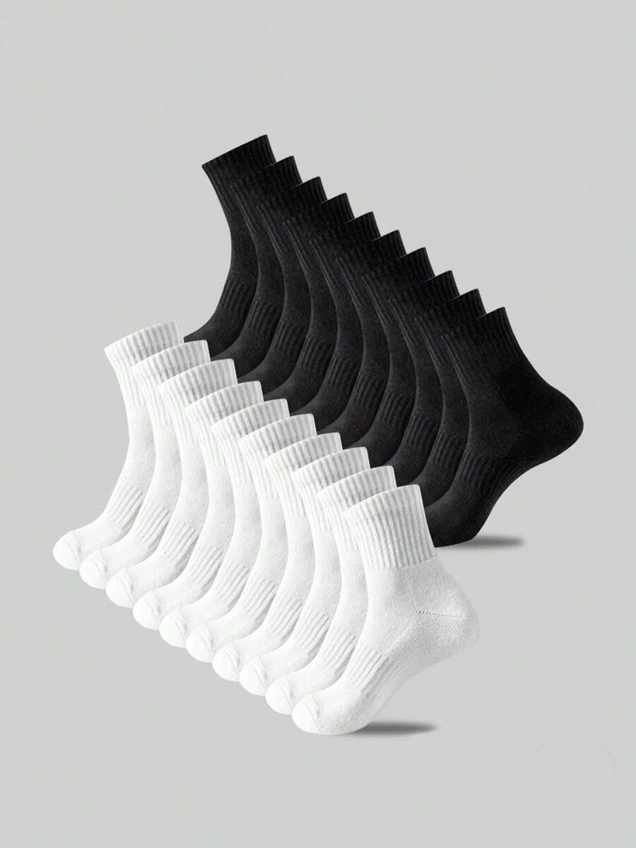 Calcetines deportivos de ajuste ceñido en negro y blanco para mujer, calcetines para correr, adecuados para ciclismo, calcetines gruesos y largos, cómodos para uso diario, calcetines largos y cálidos de estilo casual para parejas, antibacterianos y transpirables, excelentes para usar en casa