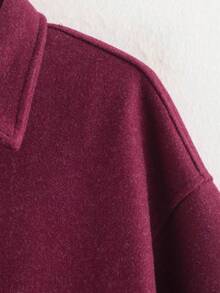 معطف نسائي كاجوال أنيق بياقة منقلبة وسحاب، أكمام طويلة فضفاضة بطراز قديم