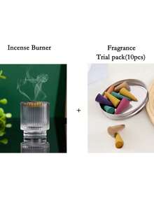 1Pc/1Set 人造垂直透明水晶玻璃简约香炉，中东四季家用室内空气净化香炉，阿拉伯字母香薰夹，茶夹，糖夹，冰夹，适用于瑜伽馆，按摩室，冥想，美发服装，办公室卧室，全年通用 - 彩色 - 查看 16