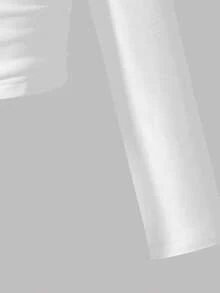 少女卡通印花圆领长袖上衣和裤子套装 - 白色 - 查看 4