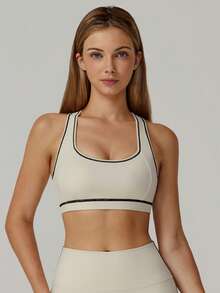 MASKERT Women's Sports Bra - Strap Tank Top With Removable Padding, High-Elasticity Workout & Casual Wear, Naked Feel Skin-Friendly Comfort