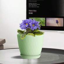6 Inch Plant Pots 6 Pack Flower Pots For Indoor And Outdoor Use Planters With Drainage Holes And Saucers Black - 綠色 - 查看 5