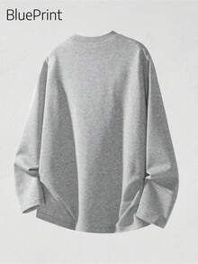 男士灰色针织卫衣T恤，圆领设计，质感面料，抗起球抗皱，休闲百搭，可机洗，复古风格 - 灰色 - 查看 5