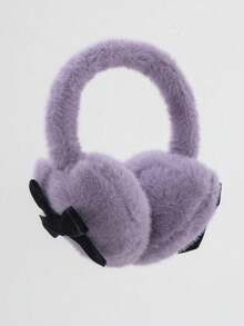 1 件可爱蝴蝶结设计毛绒耳罩，女士冬季防寒秋季装饰 - 彩色 - 查看 6