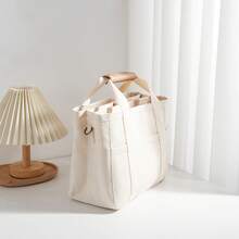 Sac en toile portable de couleur de cette année Sac à bandoulière pour étudiant Sac à bandoulière simple Mode maternelle et infantile Sac pour femmes - Noir - Voir 2
