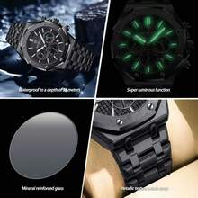 POEDAGAR Đồng hồ đeo tay BINBOND B0161 hàng hiệu hàng đầu dành cho nam giới, đồng hồ đeo tay nam bằng thép không gỉ, chống nước, lịch ngày, dành cho nam giới, bố, anh trai, đối tác, sinh nhật, ngày lễ, kỳ thi, đồ dùng thiết yếu cho ngày tựu trường, bộ máy thạch anh Nhật Bản - Pin tích hợp cao cấp, thời lượng cực dài - Nhiều màu - Xem 4