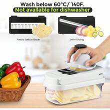 Vegetable Chopper,12-In-1 Multifunctional Food Chopper,Professional Onion Chopper With 7 Blades,Vegetable Cutter With Container For Salad,Potato,Carrot,And Garlic; Essential Kitchen Tool (White)