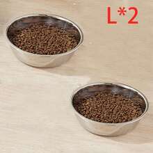 1pc/2pcs Stainless Steel Cat/Dog Bowl, Pet Feeding Bowl, Anti-Slip Anti-Bite Durable
