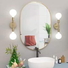 Oval Bathroom Mirror Capsule Wall Vanity Mirror 20x30 Pill Mirrors Wall Mounted Mirror Large Modern Mirror With Gold Metal Frame Decor For Entryway Bedroom Living Room - 20Lx30W - Xem 5
