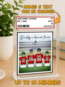 Catygift Custom Acrylic Sports Family Portrait Display, Personalized Family Gift, Gift For Dad, Mom, Sports Fan, Up To 10 Members - As Shown - View 10