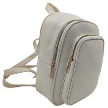 Women's Urban Backpack Made Of -Leather With Pockets And Adjustable Straps - Beige - View 3