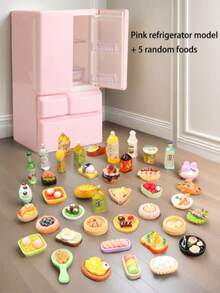 1 قطعة ثلاجة لعبة للأطفال ذات الأبواب الثلاثية الألوان، إكسسوار دمية فريد، ديكور ثلاجة مصغرة، مجموعة ألعاب محاكاة، هدية عيد الميلاد، هدية عيد الهالوين، هدية رأس السنة
