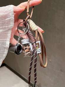 Handmade Coffee Series Pendant, Real Coffee Bean Iced Americano Shaped, Multifunctional Metal Coffee Pot Keychain, Can Be Used As Car Pendant, Backpack Decoration, Handbag Accessory, Suitable For Both Men And Women, An Ideal Gift For Y2K Autumn Season - Multicolor - View 6