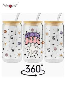 Creative Halloween Cartoon Coffee Glass Straw Cup, Juice Beverage Glass Cup, Can Be Used As Halloween Decoration, Halloween Gift, Water Cup - Multicolor - View 7