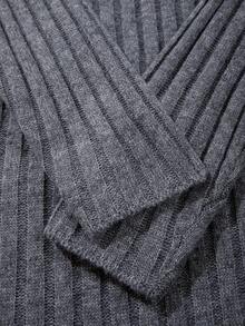 男士罗纹街头风毛衣，独特设计，宽松圆领长袖套头衫，简约风格，适合秋冬季穿着 - 灰色 - 查看 8