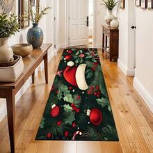 Paillasson thème noir et or de Noël avec design d'arbre de Noël et couronne de renne - résistant à la saleté, léger, convient pour la salle de bain, le salon, la chambre, la cuisine, le bureau - décoration de Noël