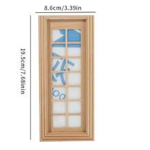 1pc 1:12 Scale Miniature Furniture, DIY Unfinished Door & Window Model Materials, Paintable & Colorable, Wooden Pointed Top 4-Grid Door & 6-Grid Window, Dollhouse Miniature Furniture Model, Micro Scene Decor, Photography Prop - Multicolor - View 15