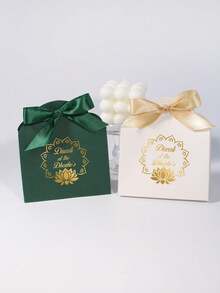 10/50 BUCĂȚI Cutii cadou personalizate Diwali cu imprimeu Lotus Mandala și fundă panglică, text personalizabil cu nume, cutii elegante pentru bomboane de petrecere pentru sărbătorirea festivalului, cadouri de returnare a nunții, ambalaje pentru dulciuri de sărbători în culori aurii și roșii