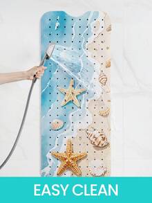 DAJIANG 1 pieza Alfombra de ducha para baño, Alfombra antideslizante para bañera con elementos oceánicos, Alfombra de bañera con agujeros de drenaje y ventosas, Alfombra de baño suave con masaje, Alfombra de ducha para el hogar, Accesorios y decoración para el baño