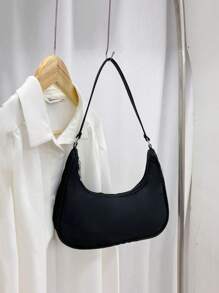 1件夏季儿童牛津布简约斜挎包，纯色拉链腋下单肩包，适合大学生/女孩/青少年参加节日/假期/大学/学校活动。