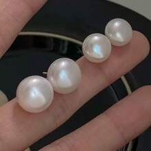 2pcs 925 Sterling Silver Natural Freshwater Pearl Baroque Style Elegant Earrings, Suitable For Women To Wear At Banquets, Jewelry Gift