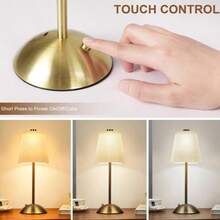 1pc Luxury European Style Bedside Lamp, Touch Control, 3-Color Dimmable, USB Charging, Metal Material, Suitable For Home, Office And Hotel Decor - Cordless Desk Lamp - View 3