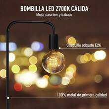 Lámpara de pie industrial para sala de estar, socket E26, 152cm, diseño minimalista para iluminación decorativa, para decoración del hogar, recámara, lectura, oficina (bombilla no incluida) - 1 - Ver 2