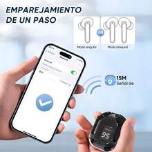 Auriculares Bluetooth Inalambricos Led Con Reloj Inteligente - Negro - Ver 5