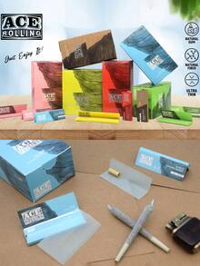 2000 张/50 册 - 卷烟纸 11/4 卷烟纸 - 蓝色和绿色未漂白卷烟纸 - 天然阿拉伯胶卷烟纸 - 44*78 毫米 蓝色和绿色卷烟纸 - 经典超薄卷烟纸燃烧顺畅。 - 彩色 - 查看 2