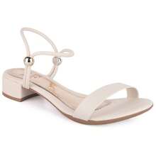 Women's Low Heel Sandal With Adjustable Strap 2 In 1 Everyday Basic Comfortable Promotion - Của-Trắng - Xem 1