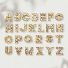 1個時尚簡約鋅合金大寫字母26個和鑽石鑲嵌珠子,可用於diy情侶禮物,手鍊,項鍊,腳鍊,可混搭配對出售