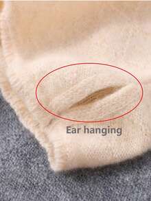 1件装女士100%纯羊毛菱形图案围脖，秋冬季保暖耳挂式面罩针织羊毛颈套围巾头带多功能