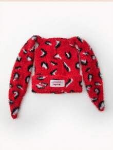 1pc Men's Fashion Leopard Print Faux Fur Lop-Eared Rabbit Letter Patch Knit Beanie Hat, Suitable For Autumn/Winter Daily Wear And Outdoor Activities - A - View 3