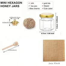 30 قطعة/25 قطعة/20 قطعة،مجموعة أواني زجاجية سداسية للعسل صغيرة الحجم بسعة 1.5 أونصة مع ملاعق العسل، سحر النحل، حبال الخيش، ملصقات، أقمشة الخيش، مناسبة لحفلات استقبال المواليد وحفلات الزفاف - 20 قطعة - مشاهدة 10